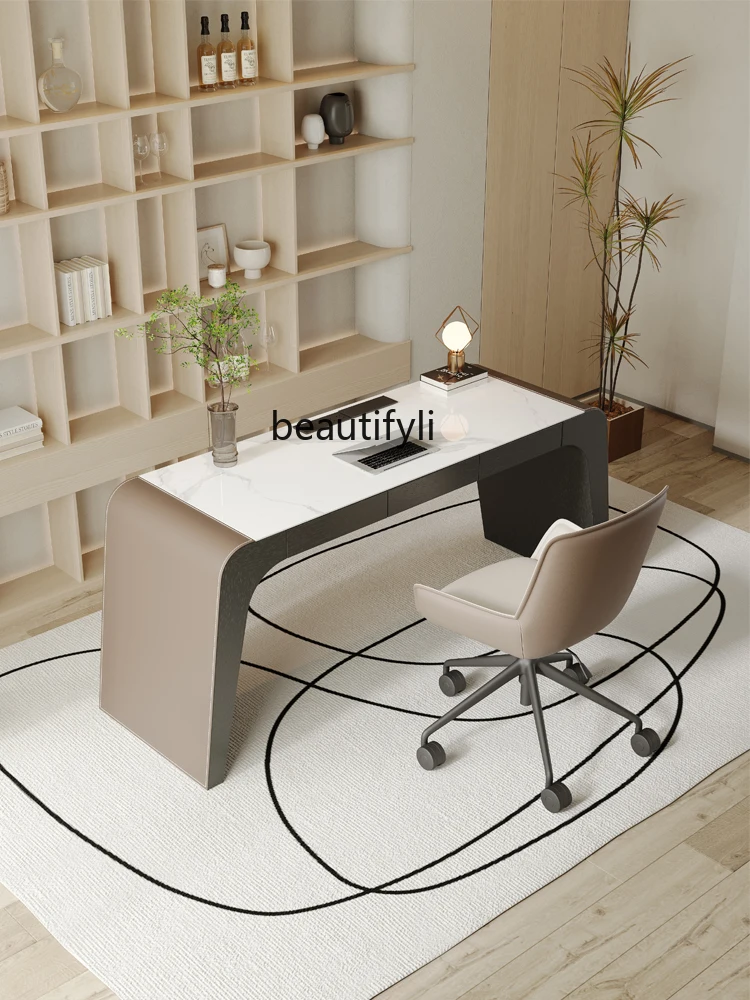 Designer Italian Minimalist Study Home Boss Office Desk Modern Light Luxury Stone Plate Computer Desk