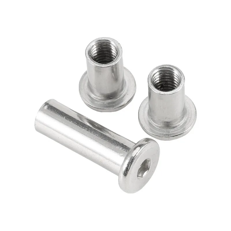 M2 M3 M4 M5 M6 M8 M10 304 Stainless Large Flat Hex Hexagon Socket Furniture Rivet Connector Insert Joint Sleeve Cap Nut