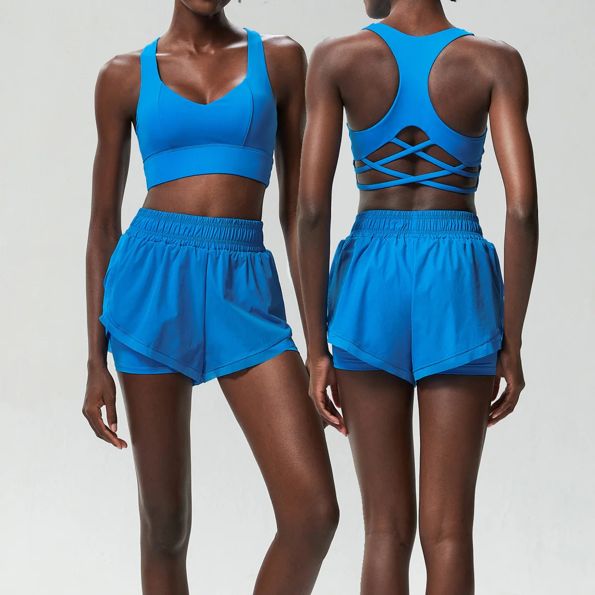 

Women Outdoor Running Suit 2Pcs Sports Set Short Sportswear Fitness Yoga Set Female Running Tracksuits Sports Shorts Bra Gym Set