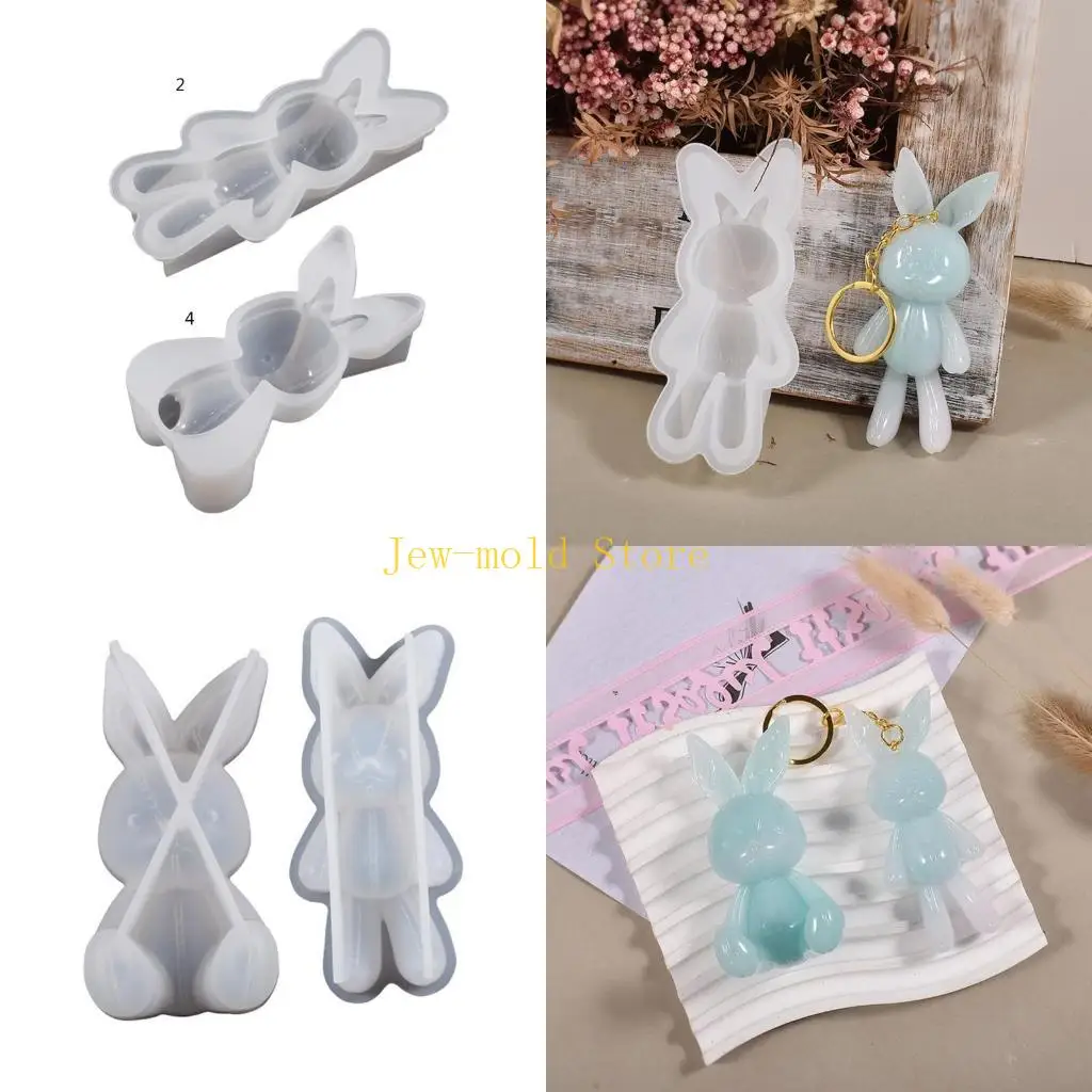 

C71B Lovely Rabbit Mini Earrings Mold Tiny Resin Silicone Keychain Mold for DIY Epoxy Resin Jewellery Making Craft