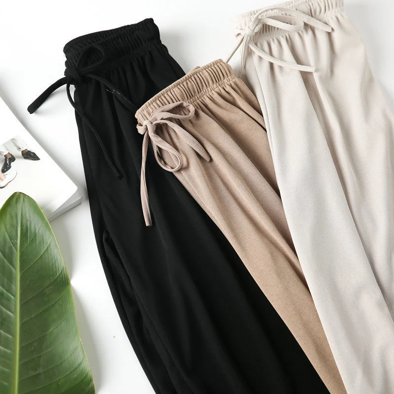 wide leg pant Korean version of the wild nine pants loose wide leg pants women summer sense high waist Straight InsTrouser pants