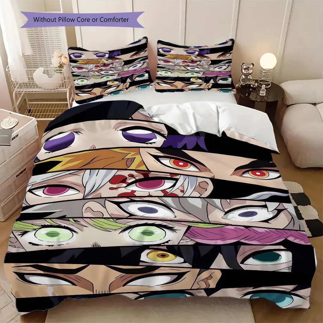 Demon Slayer Anime Duvet Cover | King, Queen, Full, Twin, Anime Cartoon Bedding Set Gift LXRa14