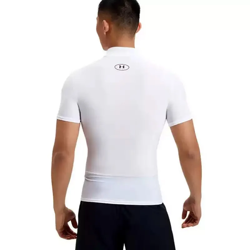 Under Armour Men Mock Neck Compression Short Sleeve 4-Way Stretch Sweat Wicking Athletic Base Layer T Shirt 1390098-100