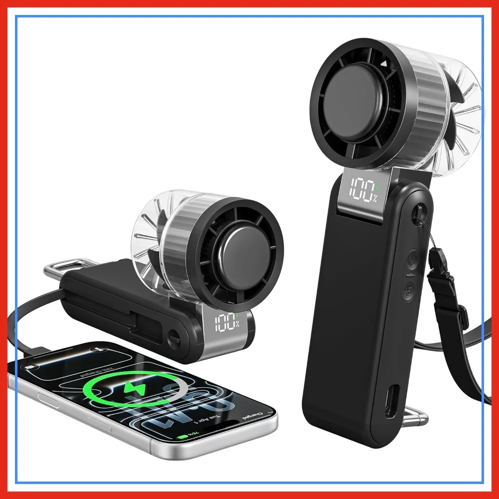 

100 Speed Handheld Turbo Fan, 4000mAh Rechargeable, 3-in-1 Foldable Mini Fan for Summer Travel, Vacation, Beach
