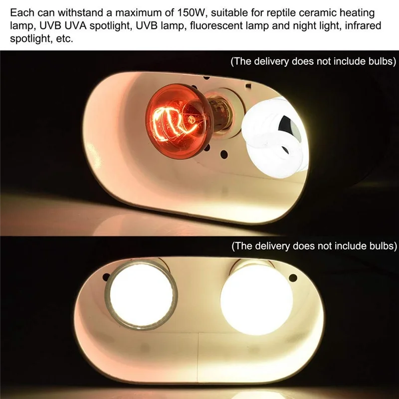 

【Must-Haves】1 PCS Dual Reptile Light Fixture Dual Heating Lamp UVB Light Fixture For Reptile Dome Heat Lighting Lamp Combo Kit U