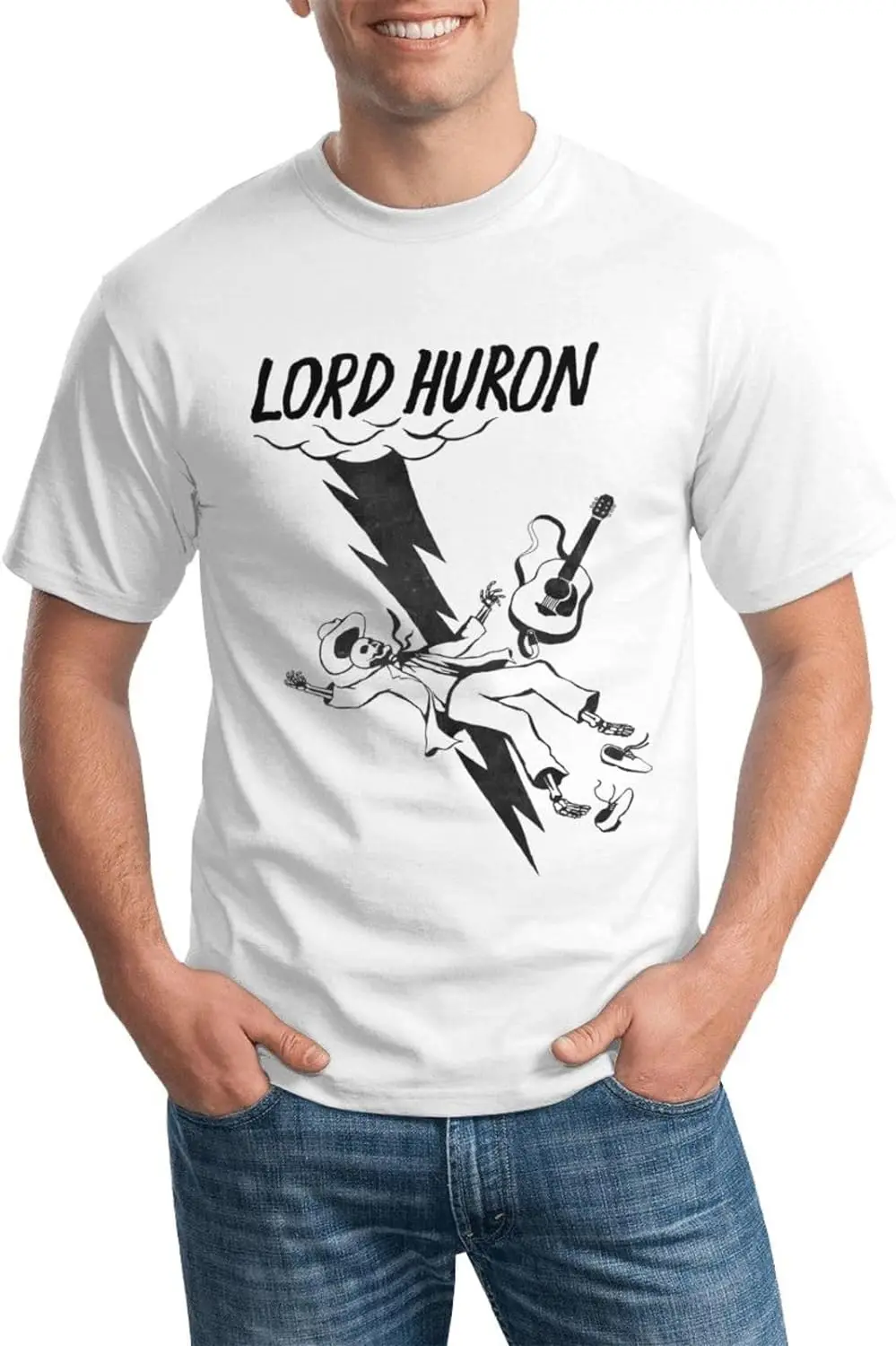 Lord Music Huron Shirt Men's Fashion Casual Cotton Short-Sleeve Tshirt Personalised Graphic Tees Top Black