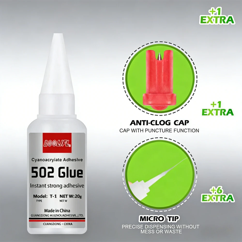 LOOLIFL 1-5pcs 502 Super Glue Instant Quick-drying Cyanoacrylate Adhesive Leather Rubber Wood Metal Strong Bond Liquid Glue Tool