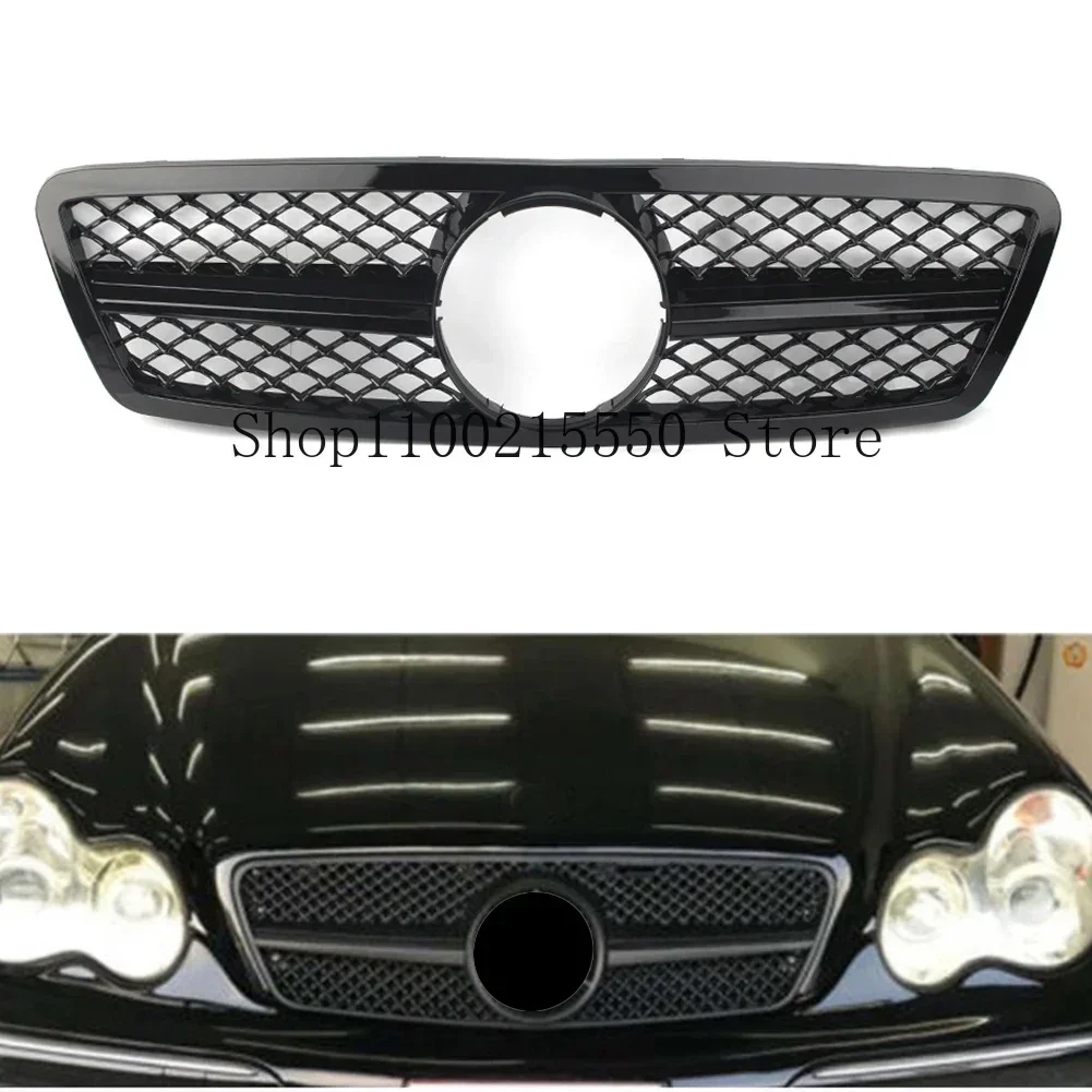 car Style Front Grille Gloss Black Grill For Mercedes-Benz C-Class W203 C280 C320 C240 C200 C63 2000-2006 Sedan fast ship