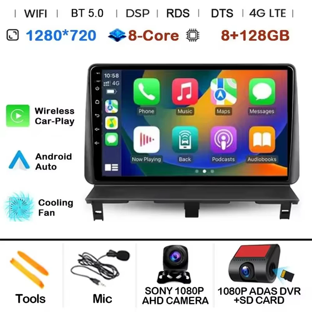 Android 15 autoradio multimediaspeler GPS DSP voor Peugeot Partner 1 2002 - 2008 Partner Origin 1 2008 - 2011 met Carplay