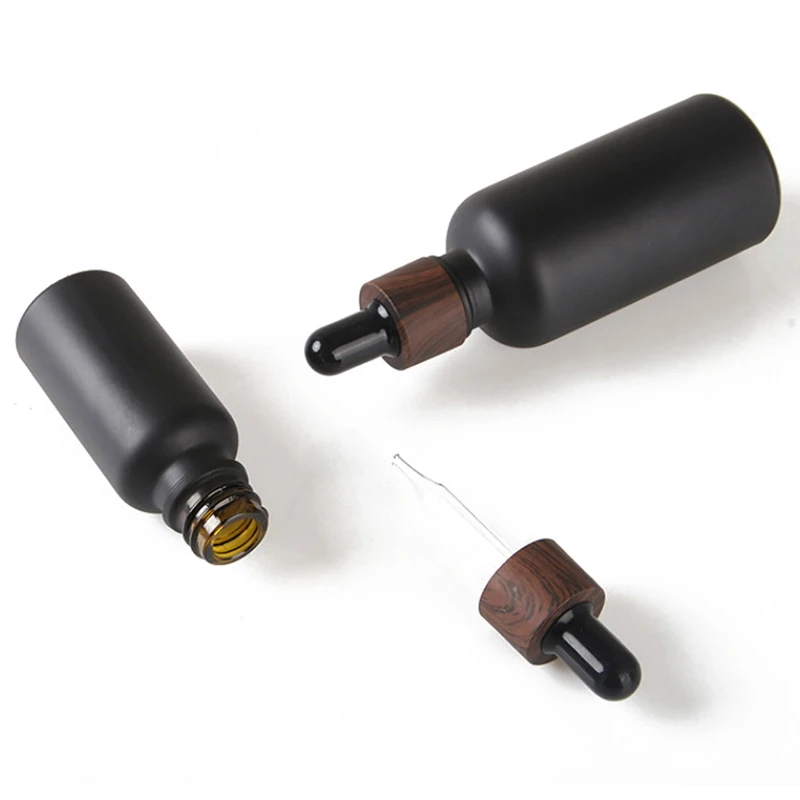 زجاجات قطارة زجاجية سوداء بلوري زجاجة ماصة فارغة من الزجاج اللامع غطاء بلاستيكي لمصل زيت العطور الأساسية #4