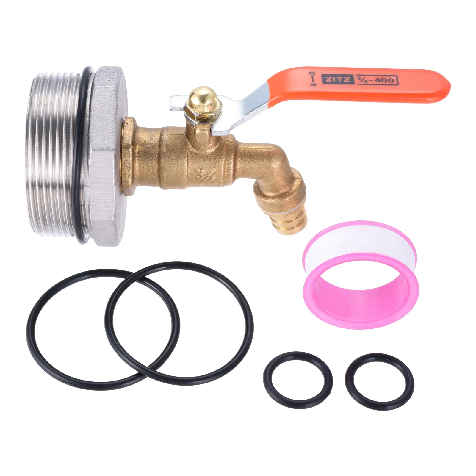 

1Set 2" Core 3/4 in Barrel Faucet Brass Drum Faucet with EPDM Washer for 55 Gallon Drum Rain Barrel Handle Switch Valve Gaskets