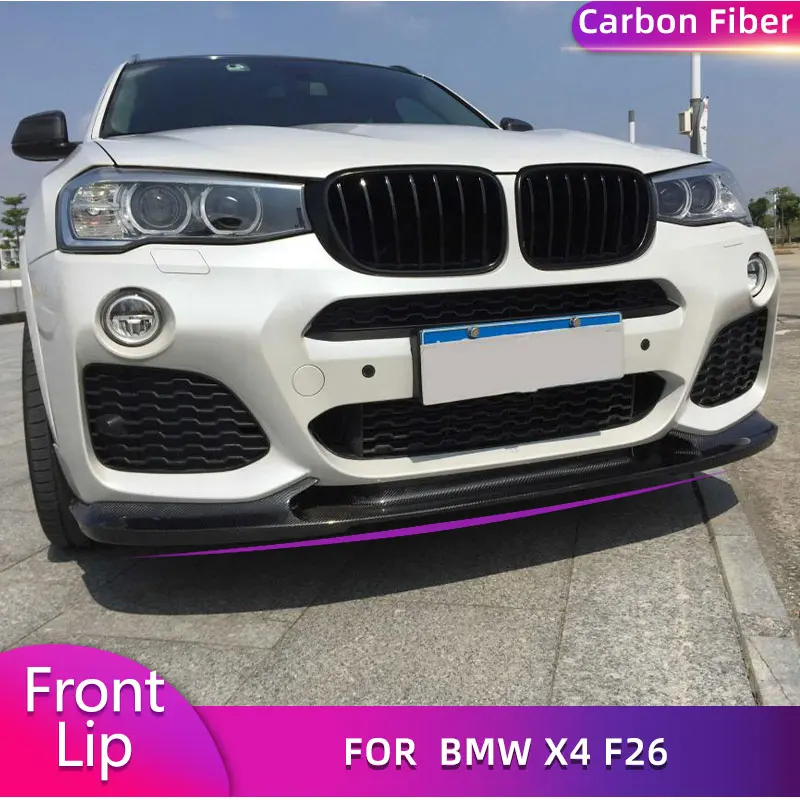 Carbon Fiber Car Front Bumper Lip Spoiler for BMW X4 F26 M-Sport 2014-2018 Auto Racing Front Lip Chin Apron Guard Body Kit