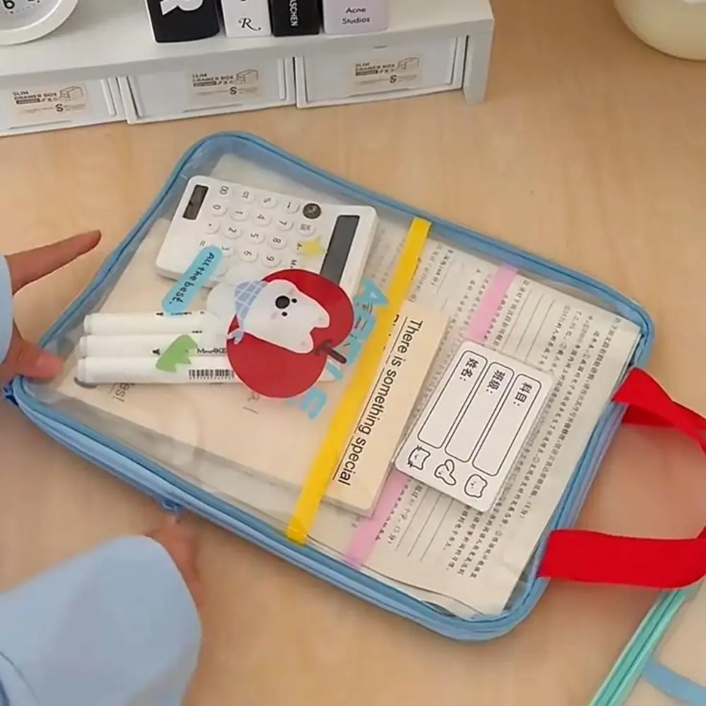 

Durable Multifunctional Cartoon File Bag Rabbit Transparent Test Paper Storage Bag Bear Cat File Folder Bag Students
