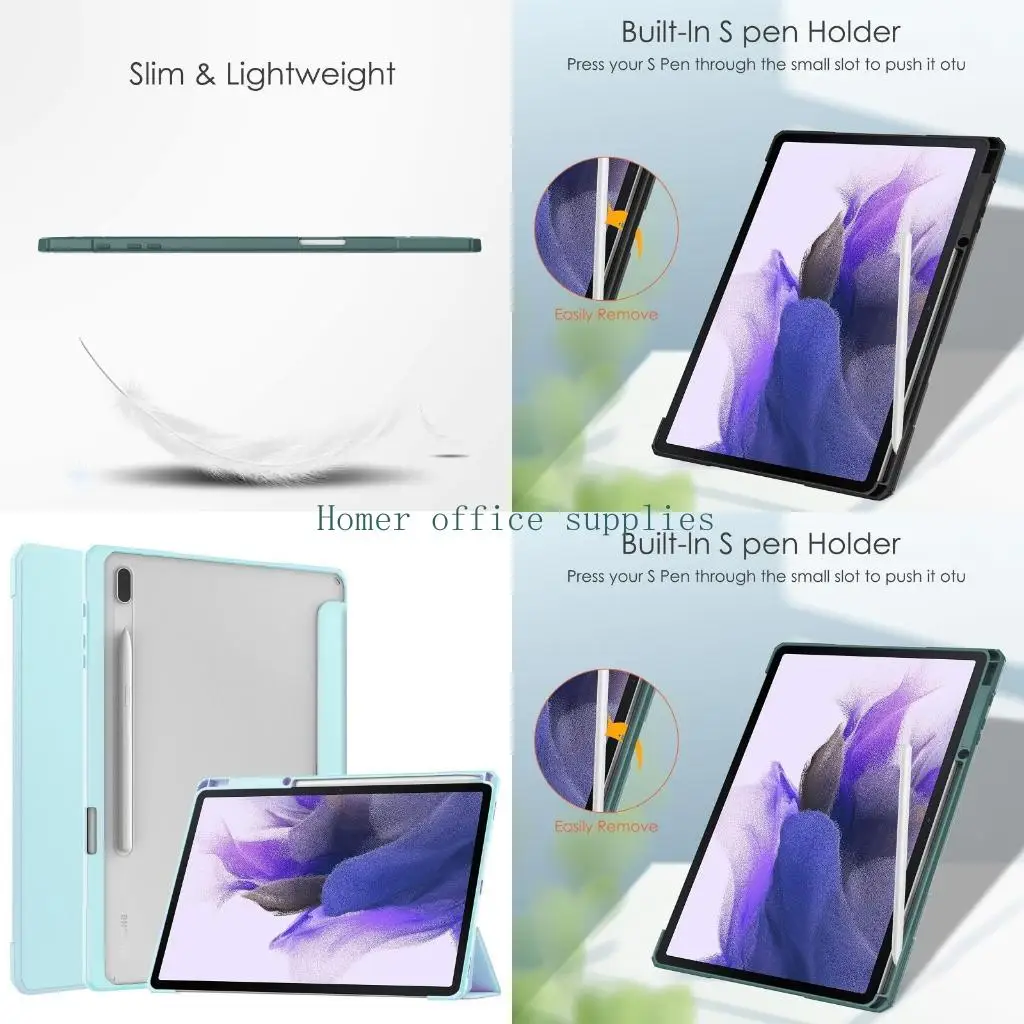 

K43B Premium Protective Tab for Case PU Cover Tri-Fold for S7 FE 2021/ 2020 Pen Holder Auto Wake Shockproof