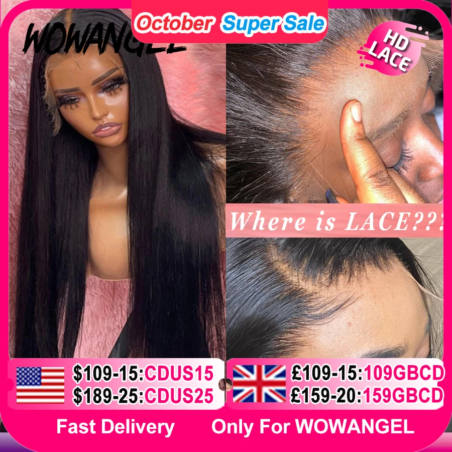 Parrucca anteriore in pizzo HD reale da 34 pollici Parrucche diritte pre pizzicate 13x6 Parrucca frontale in pizzo trasparente HD per capelli umani Capelli brasiliani per donna