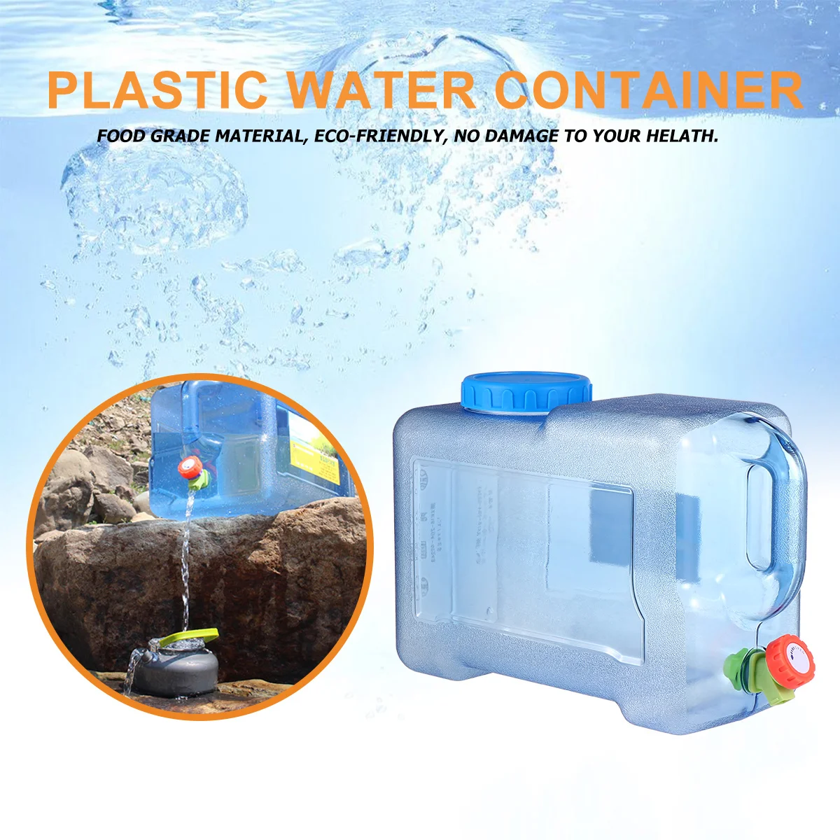 

Car Water Bucket Portable Durable Pc Material Water Container with Handle Faucet Ideal for Camping Travel Garden 12L Outdoor Use