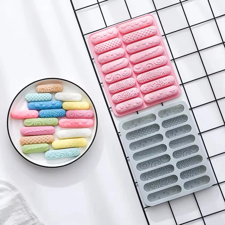 8-Piece Silicone Molds Set with Various Textures Long & Short Sticks Cake Energy Bars Chocolate Molds Baking Accessories