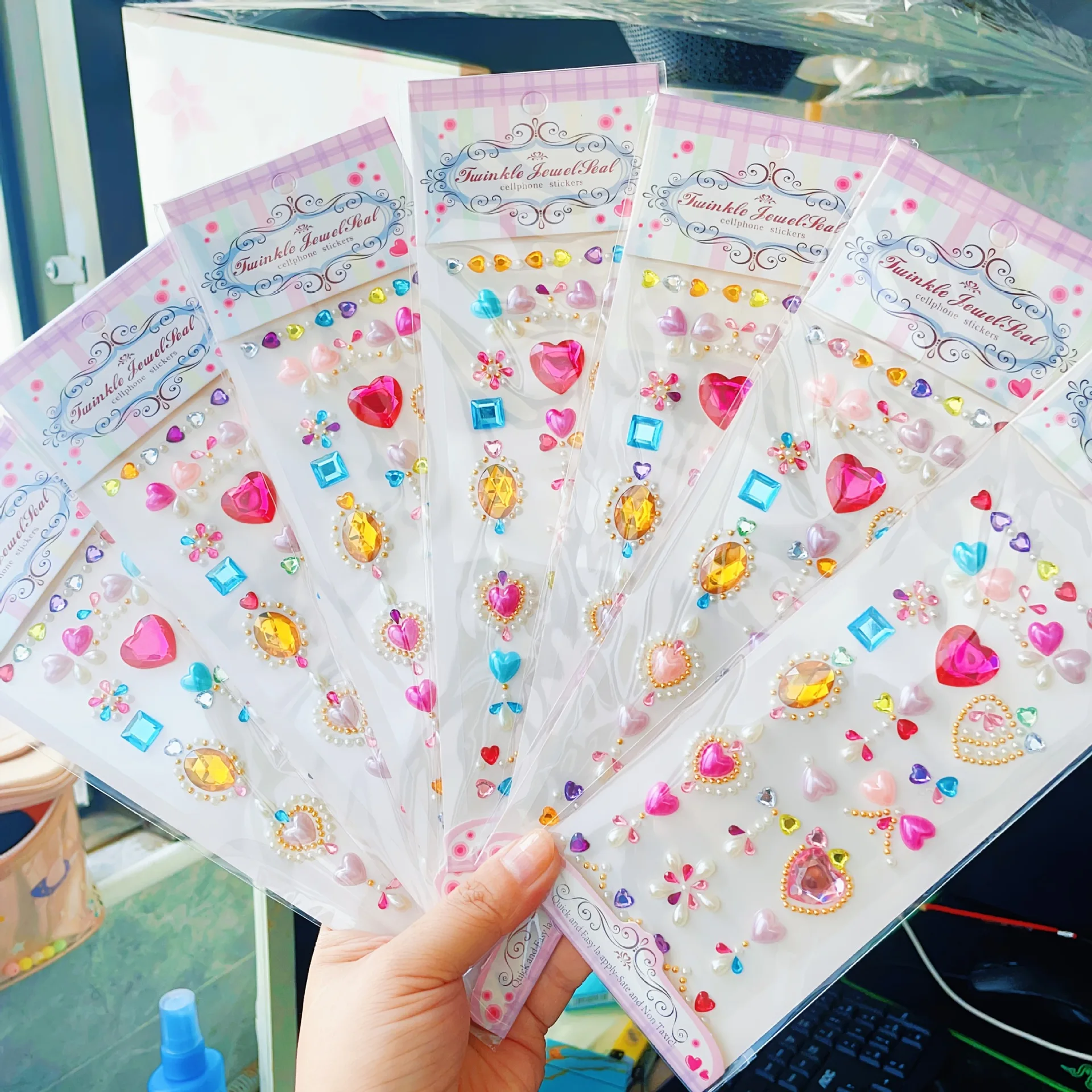 Adesivos de Gemas Acrílicas Coloridas Twinkle Jewel Seal, Decorações de Maquiagem Facial para Meninas, DIY, Festa, Performance, Artesanato