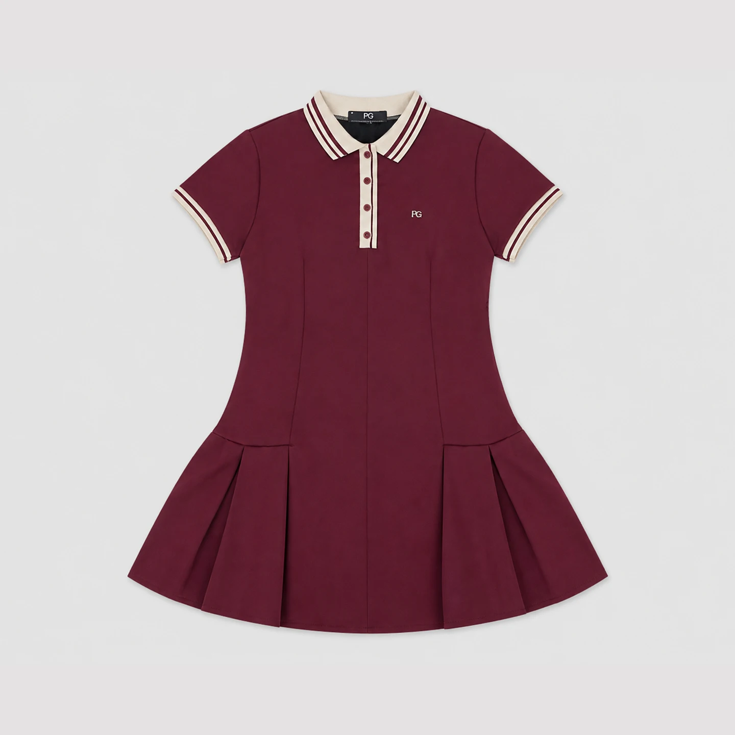 PG Women's Logo Polo Dress Contrast Collar Short Sleeve Slim Waist A-line Mini Dress Summer Casual Tennis Dress