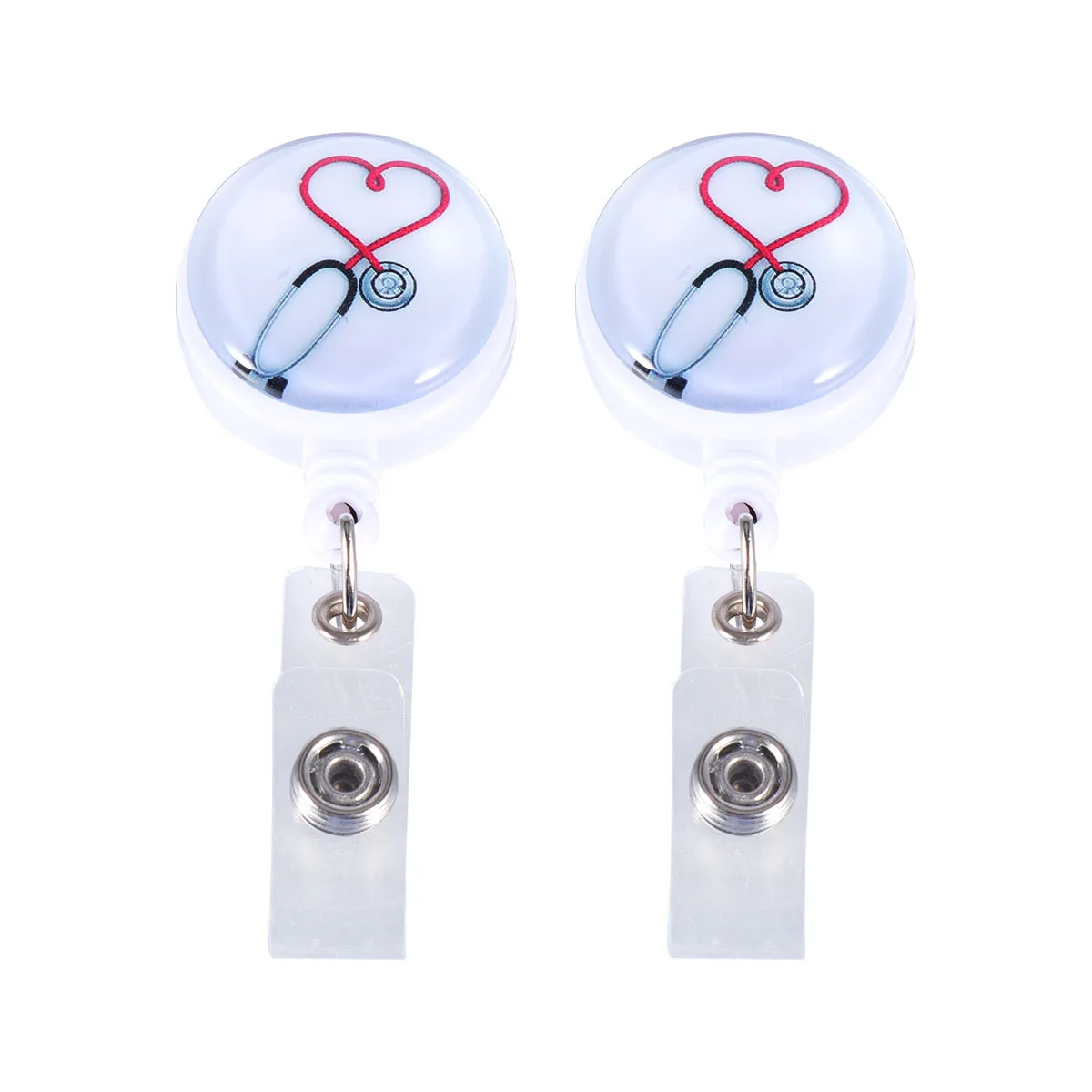 

2Pcs Retractable Easy Pull Badge Holders Nurse Doctor Student Id Clip Work Badges Accessories Lanyard Clip