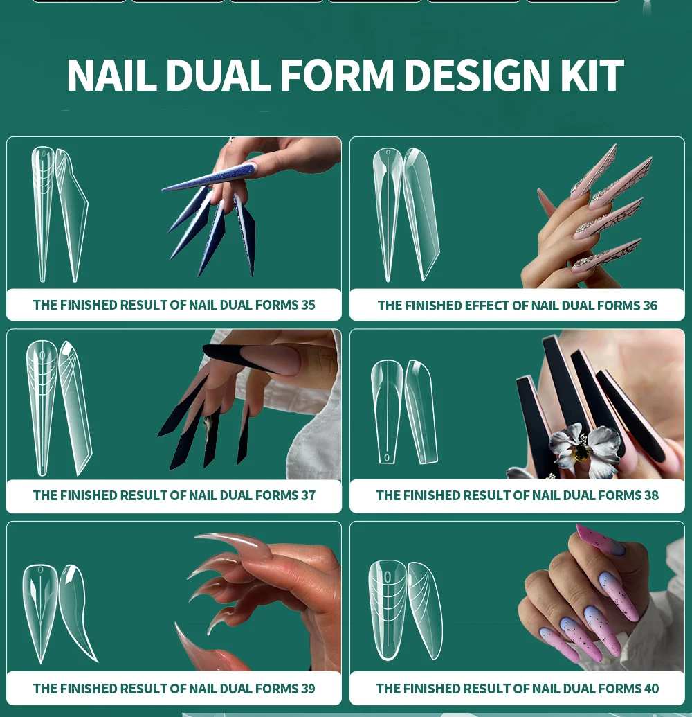 NAILPOP 168 teile/schachtel Klar Dual Nagel Formen Schnell Gebäude Gel Form Volle Abdeckung Acryl Nagel Top Formen Verlängerung Maniküre Werkzeuge – Detail 2