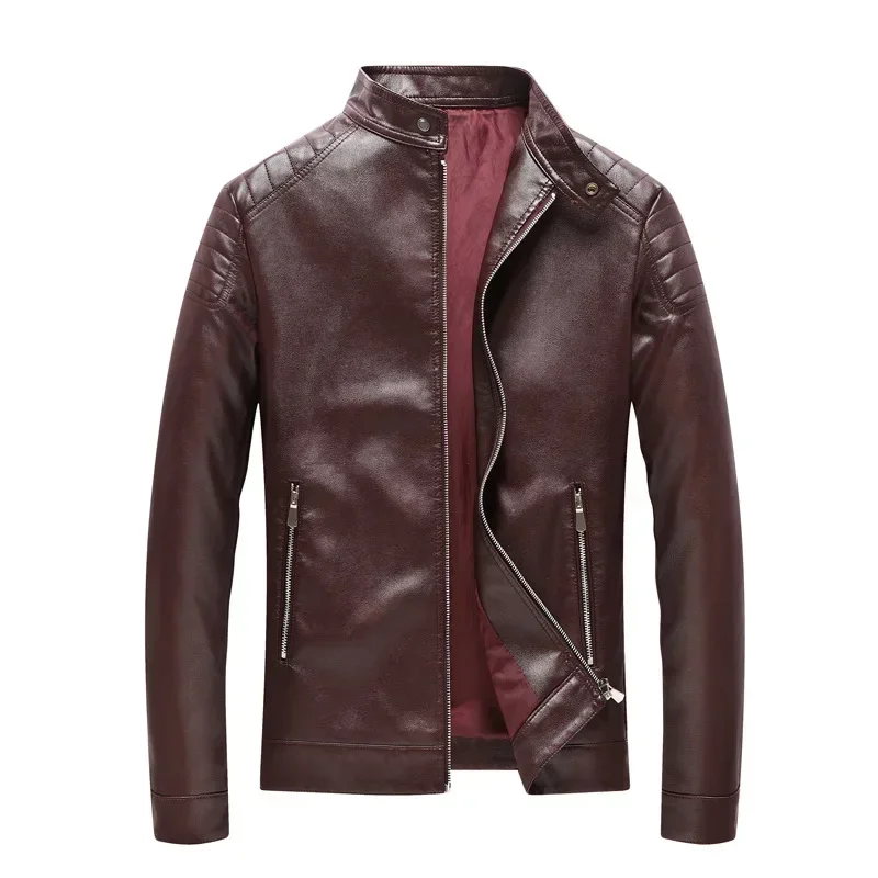 

New Men's Leather Clothes Slim Motorcycle Men Leather Jacket Korean Style Solid Casual PU Leather Tops Fashion Men's Jackets