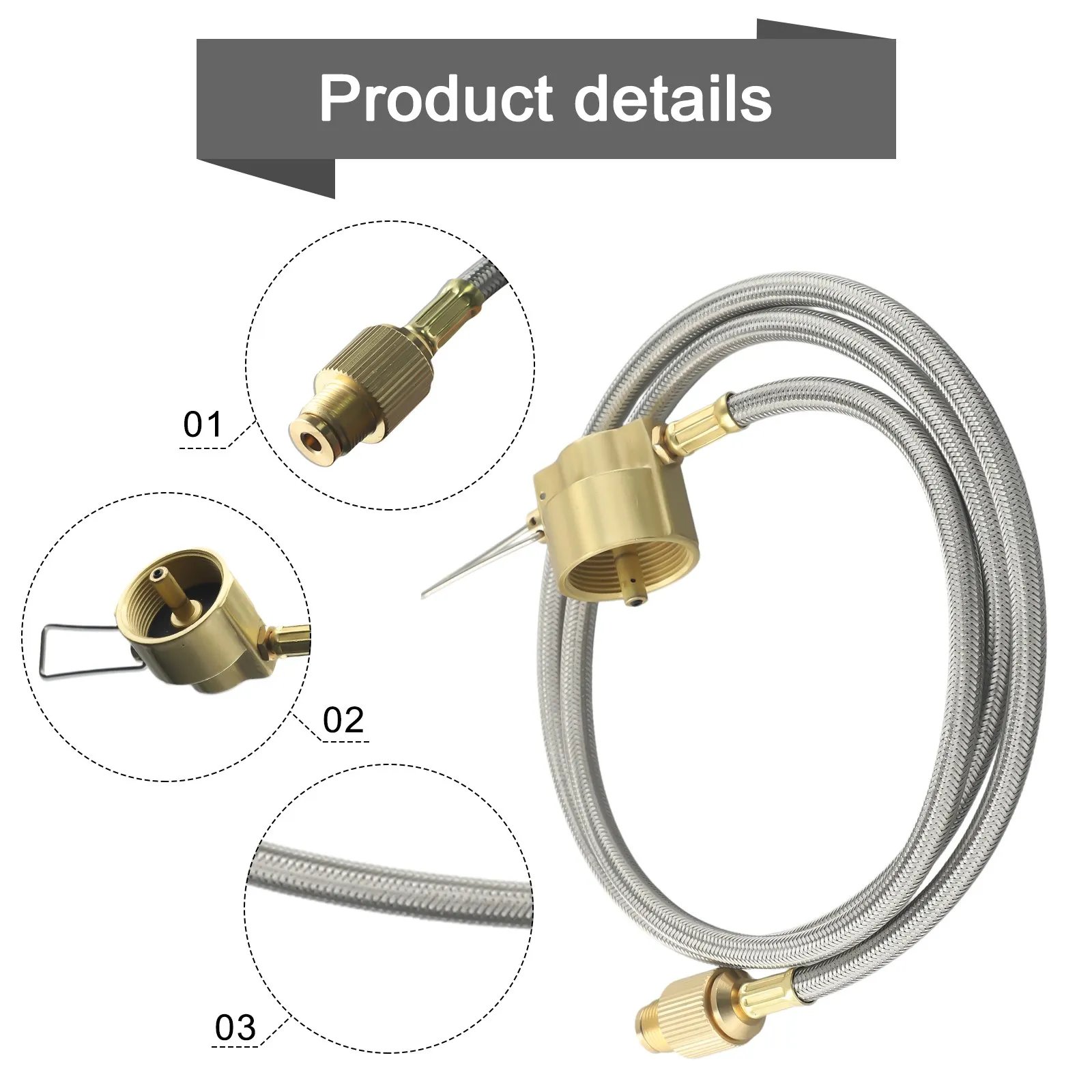 Gas Tank Transfer Hose with Valve for Camping Stove Propane Cylinder Coupler and Self sealing Valve with Safety Measures