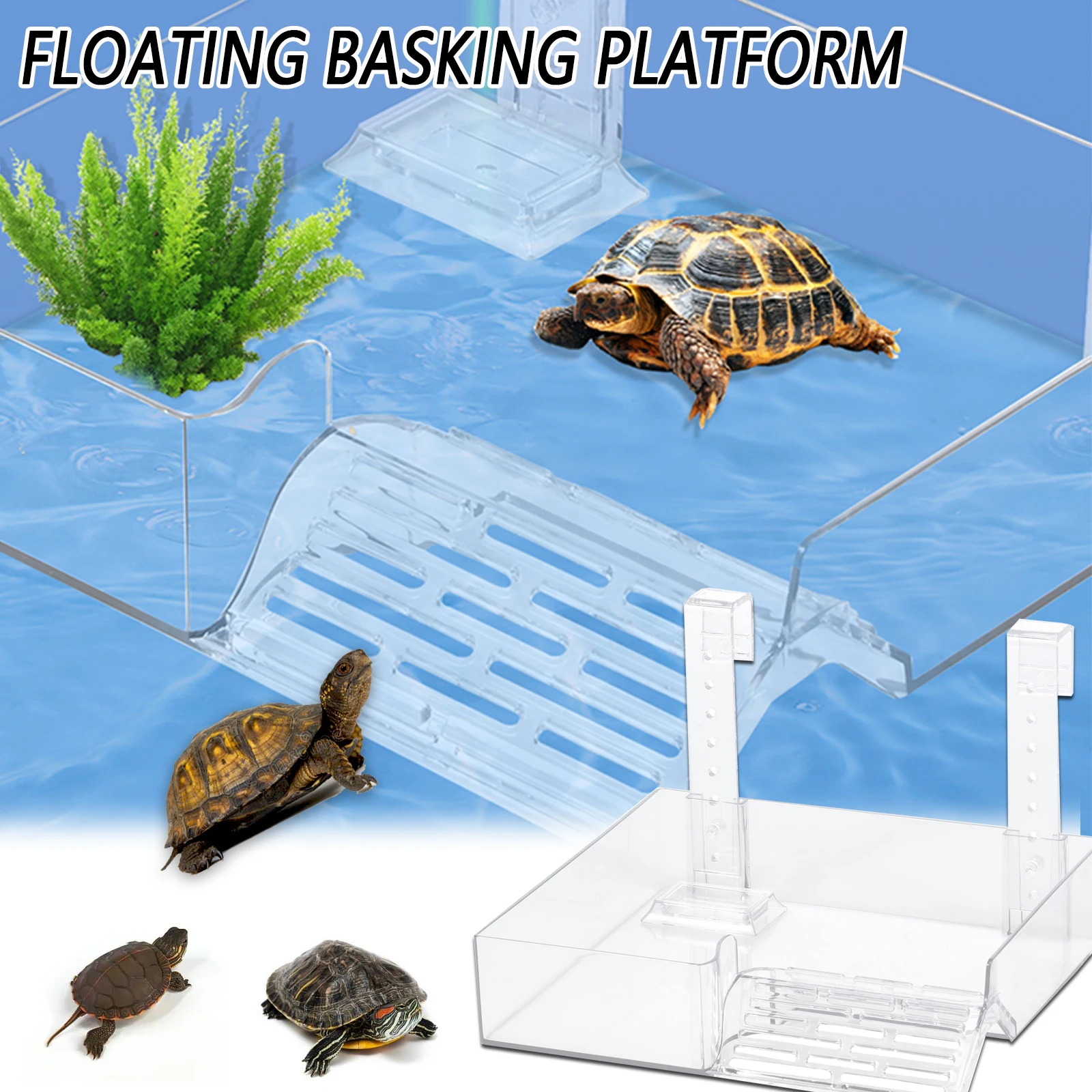 Turtle Basking Platform Turtle Dock Ladder Climbing Fish Tank Habitat Float Island for Aquatic Turtles Acrylic Floating Turtle