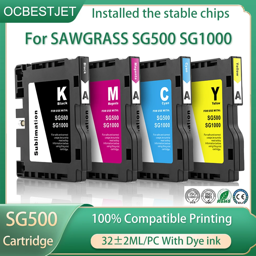 

1 Set SG500 SG1000 Sublimation Ink Cartridge with Latest Upgraded Chip No AB Version For SAWGRASS Virtuoso SG500 SG1000 Printer