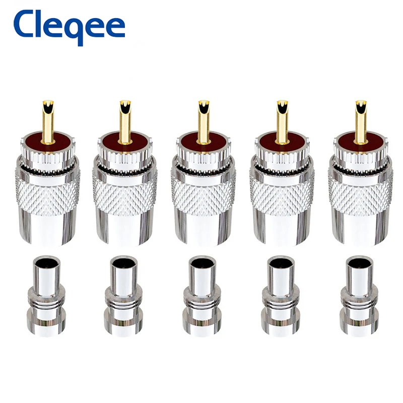 Cleqee-Adaptador de soldadura de enchufe, accesorio con reductor para Cable Coaxial RG8, RG213, LMR400, PL259, macho UHF, 10 unidades