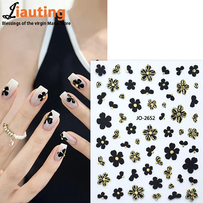 Flowers Nail Stickers Petals Decals Summer Nail Charms Petal Relief Sliders DIY Manicure Decor