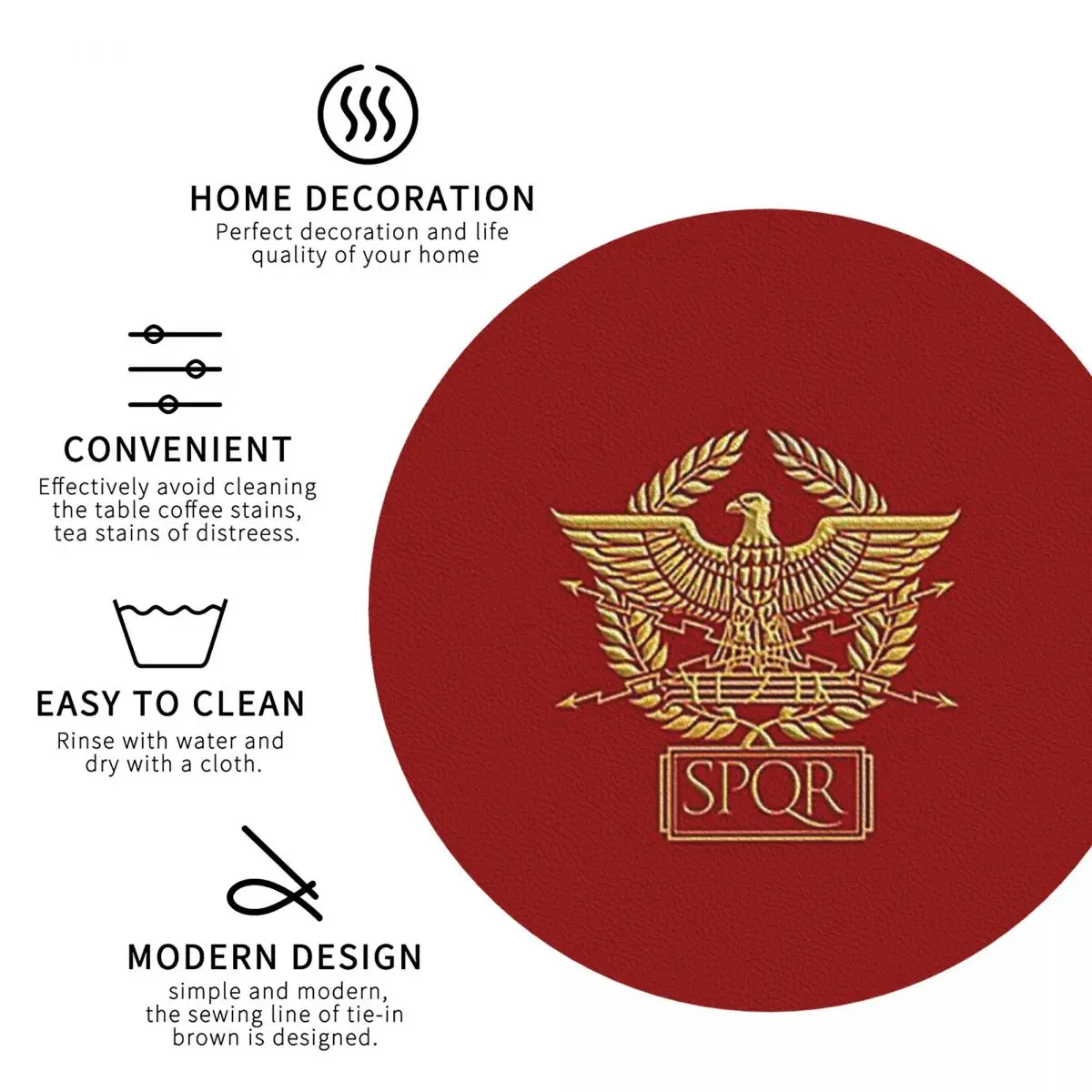 SPQR- Roman Empire Standard Eagle Emblem Coasters Kitchen Placemats Insulation Cup Coffee Mats For Decor Tableware Pads Set of 4