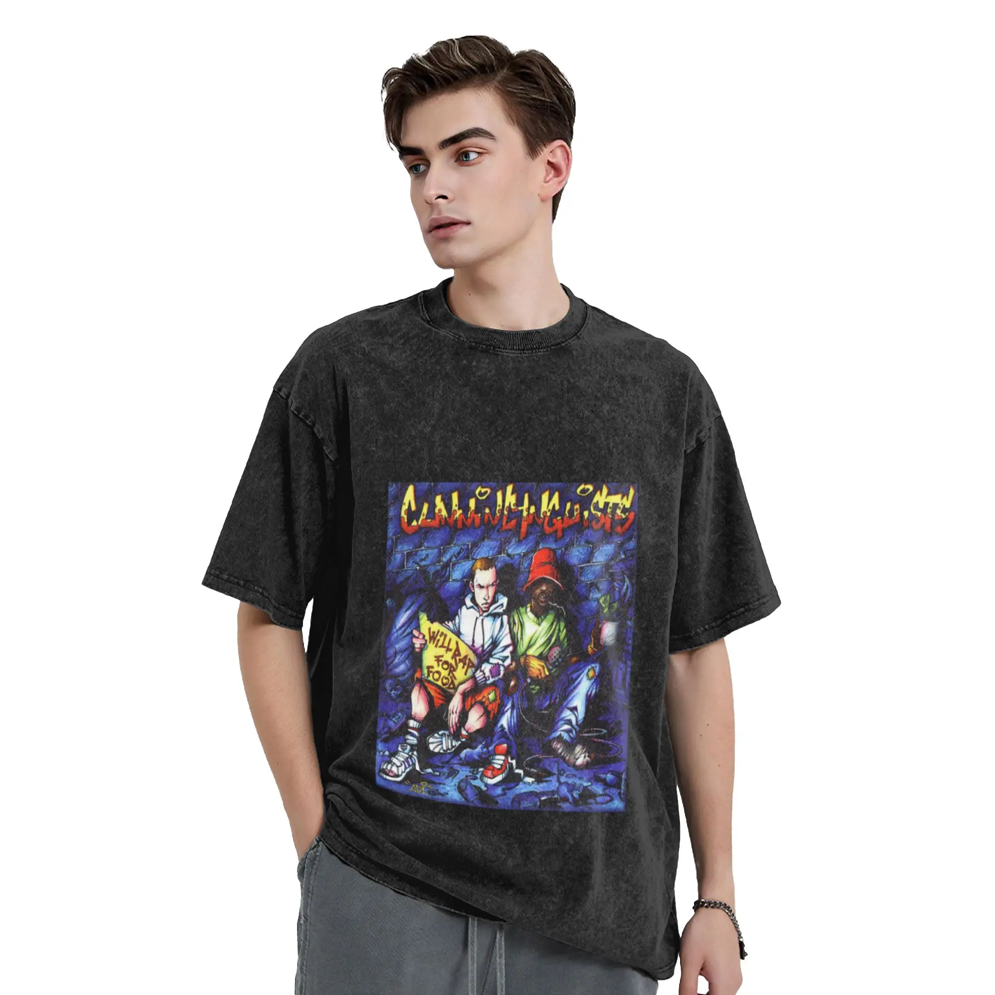 Will Rap for Food Unique Chic A Washed T Shirt Men's Women's Oversized Cotton Tees Tops