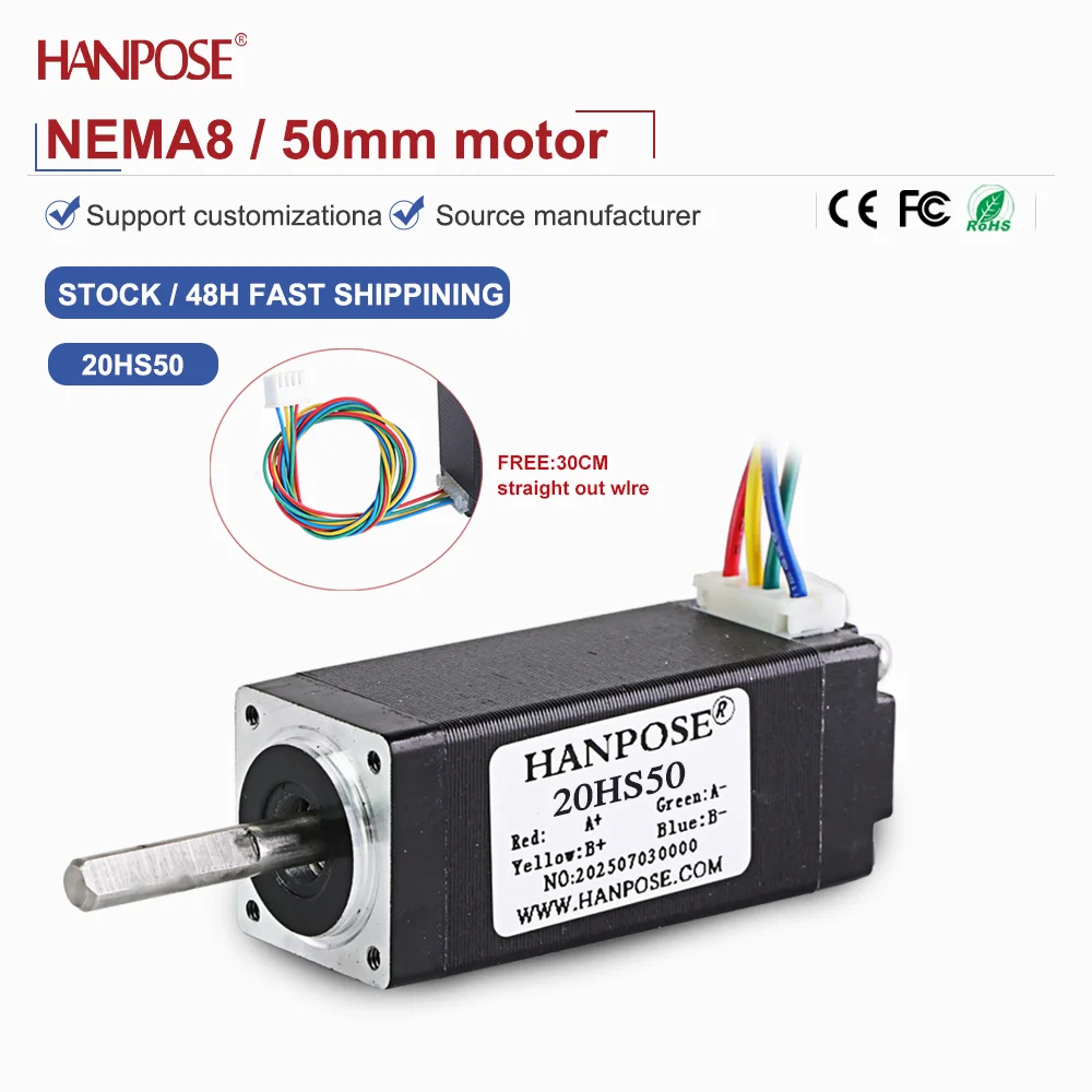 

Миниатюрный шаговый двигатель NEMA8 20HS50 0,04 Н. m 0,8A Аксессуары для 3D-печати Производитель двигателей Прямые продажи на складе