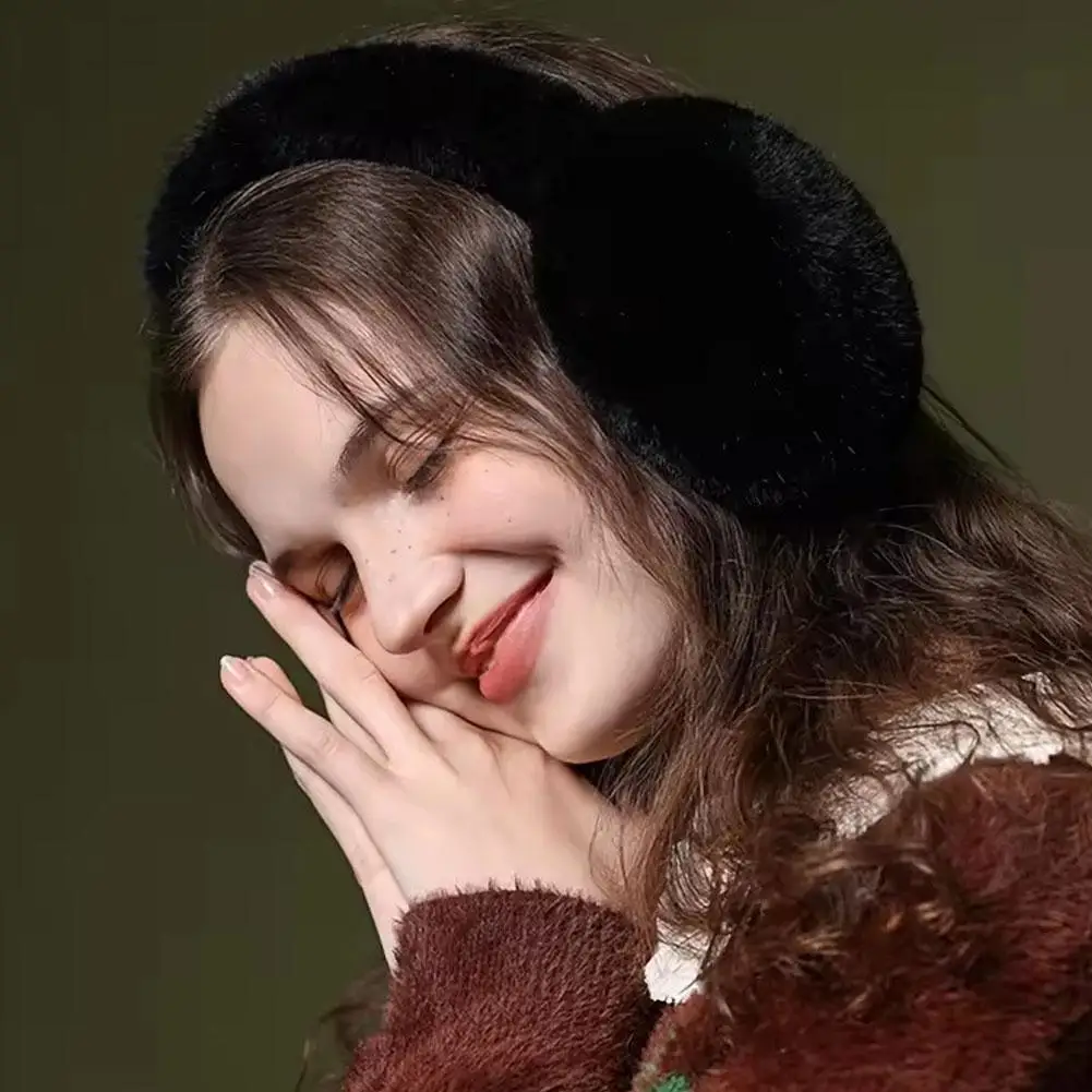 Ear Muffs For Women Winter EarWarmers Soft Warm Cable Furry Real Rex Rabbit Ear Covers For Cold Weather