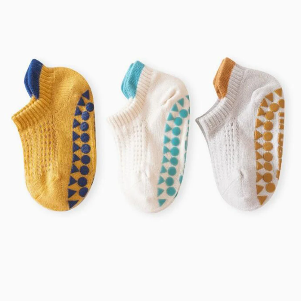 Kids Cotton Socks 3 Pairs Summer Breathable Low Cut Non-Slip Floor Socks Mesh Thin Baby Boy Girl Socks