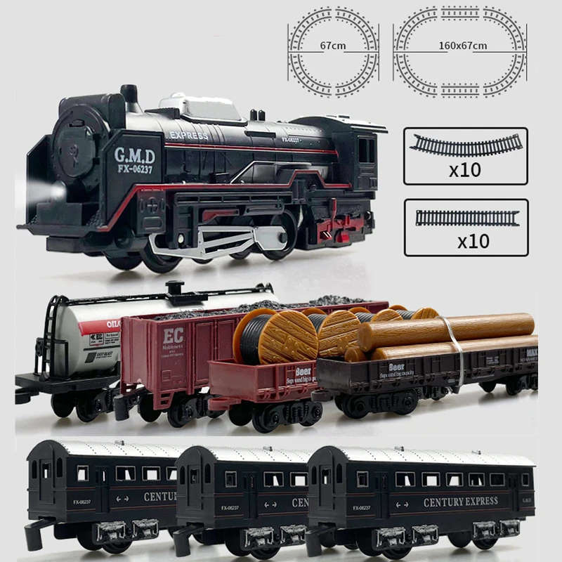 Train Électrique Enfant Avec Son Et Lumières - Locomotive + 3 Wagons + 8 Rails, Jouet Noël Pour 3 à 6 Ans