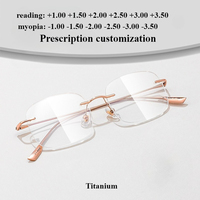 Women's rimless glasses frame, pure titanium ultra-light anti-blue light custom myopia prescription reading glasses