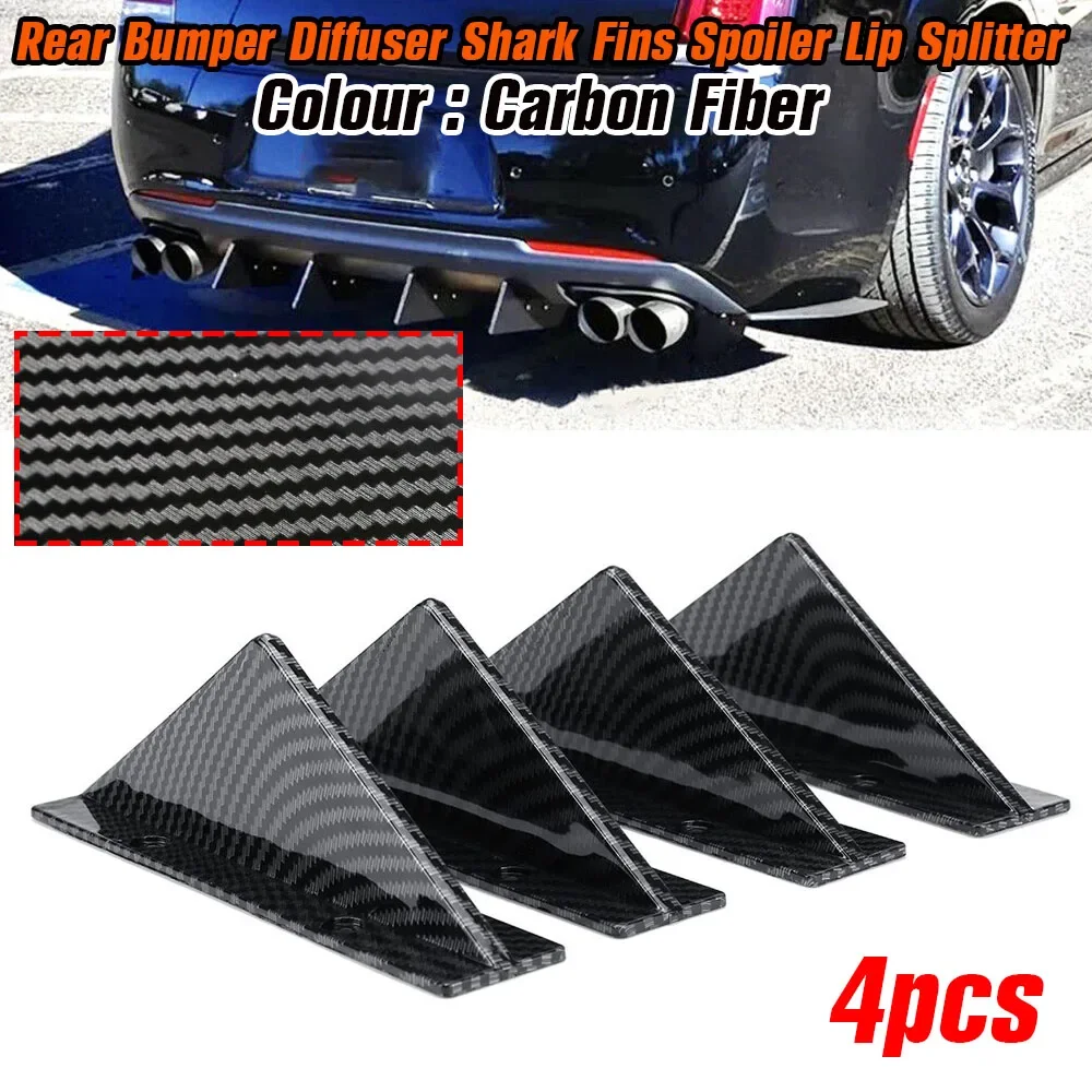 

4 шт., автомобильный плавник акулы, универсальный треугольный задний бампер, диффузор, спойлер, защита, шасси из углеродного волокна, украшение для губ
