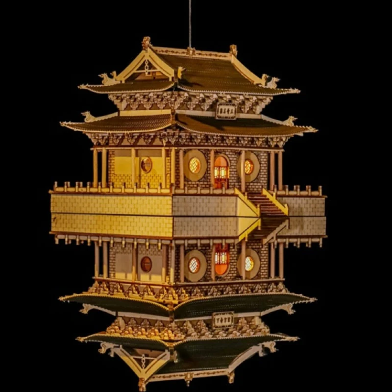 

Antique building chandelier model Chinese style pavilion pavilion living room decoration classical lamps