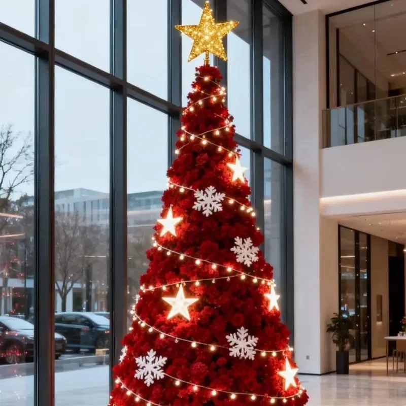 Professional manufacturer high quality 5-50 meters large vertical outdoor artificial Christmas tree LED lights can be
