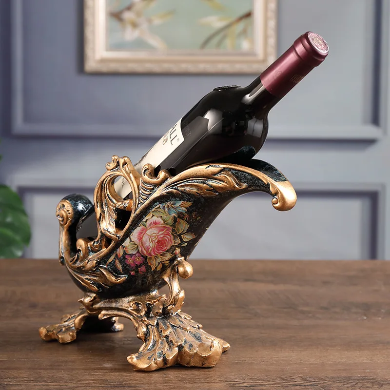 European Creative Wine Rack Home Decoration Luxury Whisky Beer Bottle Resin Crafts Wine Holder