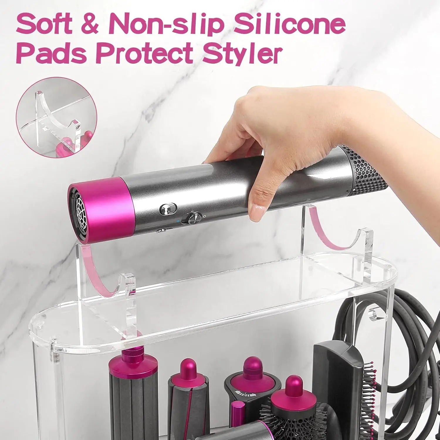 Suporte compatível com dyson airwrap styler acessórios acrílico 6 furos bancada organizador suporte de mesa para banheiro