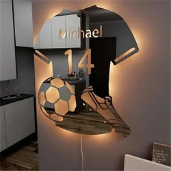 Personalized Football Jersey Mirror Light RGB Wall Light Remote Control Lamp For Esports Room Bedroom Bar Decoration Night Light