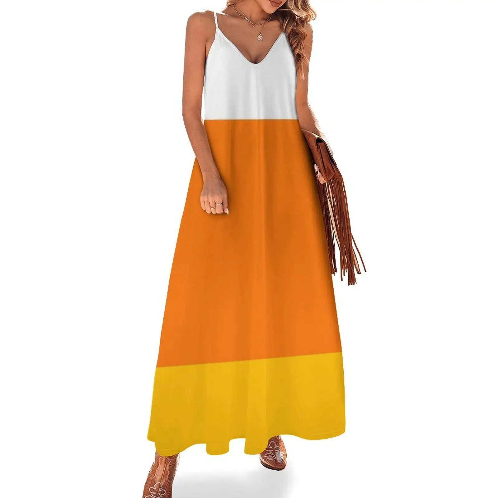 

Candy Corn Costume Sleeveless Dress Bride dresses Women's long dress