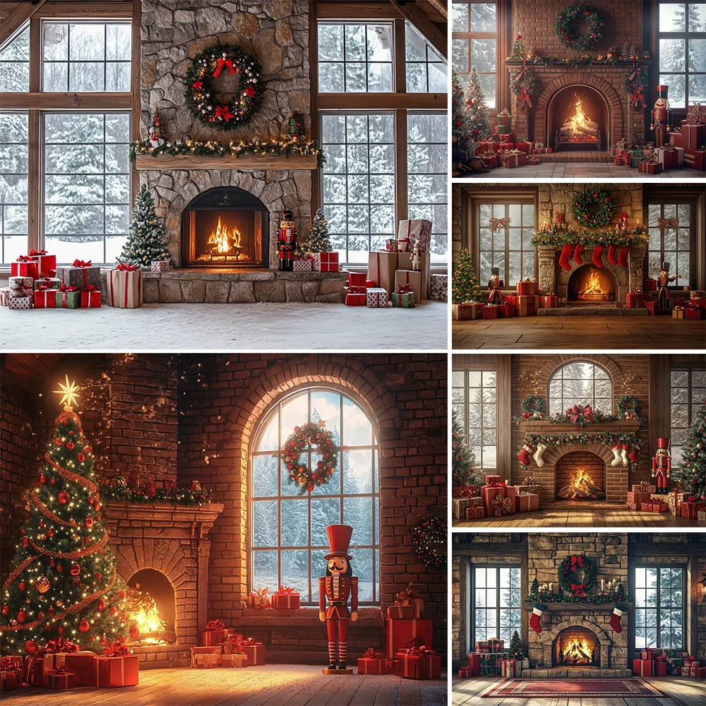 

Photography Background Winter Vintage Christmas Window Snowy Tree Xmas Kids Family Portrait Decor Backdrop Photo Studio