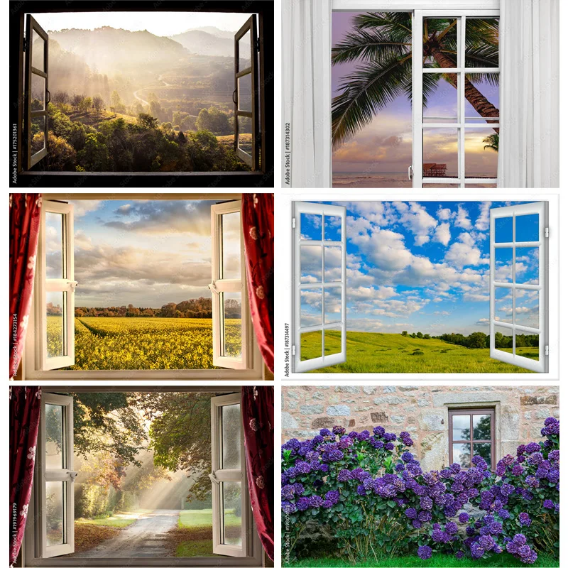 

ZHISUXI Natural Scenery Outside The Window Photography Backgrounds Props Flower Tree Landscape Photo Backdrops CH-03