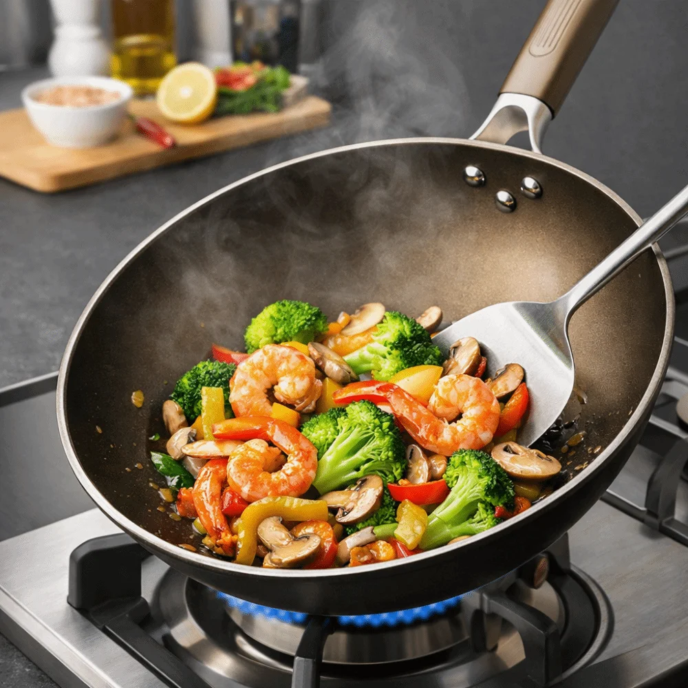 30/32/34cm Cast Iron Frying Pan Rustproof Professional Titanium Frying Pan Non Stick Kitchen Cookware Fried Steak Wok