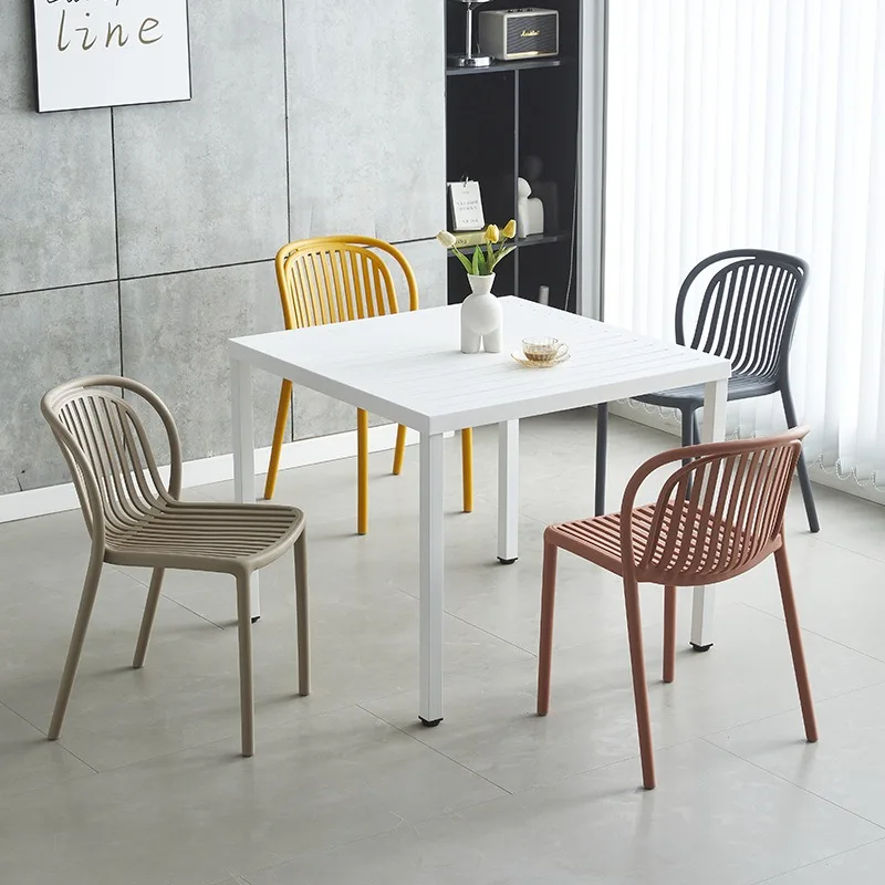 FOR Hollow Back Chair Casual Stackable Plastic Chair Office Fast Food Restaurant Dining Chair