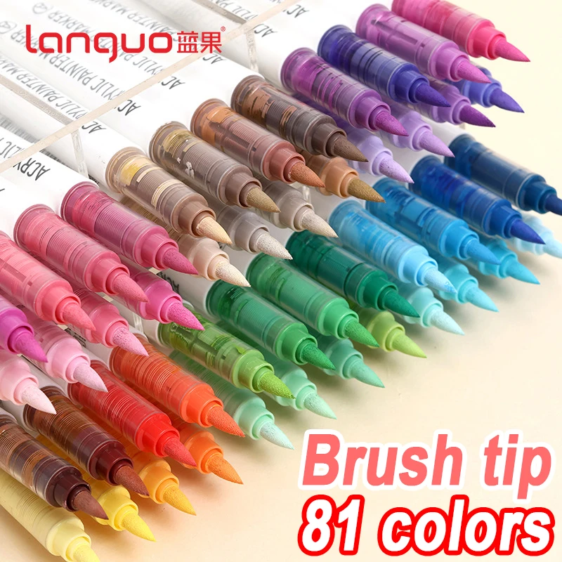 Aesthetic Color Markers Set Graffiti Acrylic Brush Tip Pens Art Supplies for Drawing Stationery Back to School Accessories